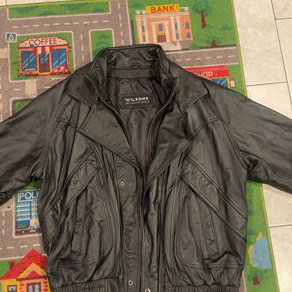 Wilson Black Leather Bomber Jacket